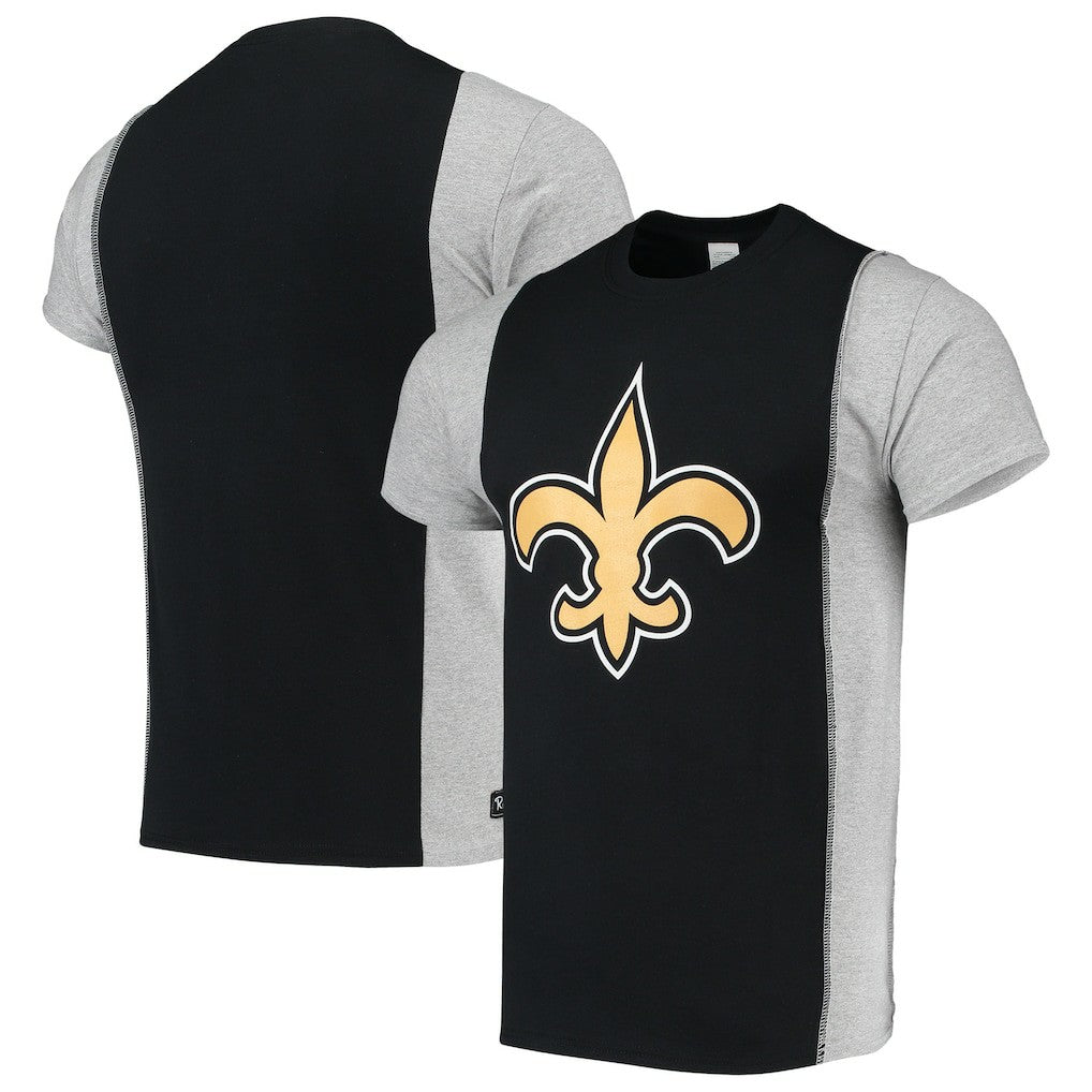 New Orleans Saints Refried Apparel Sustainable Upcycled Split T-Shirt Black/Gray