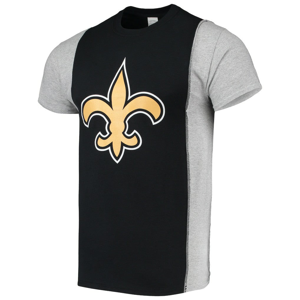 New Orleans Saints Refried Apparel Sustainable Upcycled Split T-Shirt Black/Gray