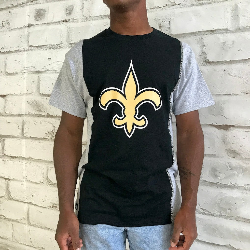 New Orleans Saints Refried Apparel Sustainable Upcycled Split T-Shirt Black/Gray