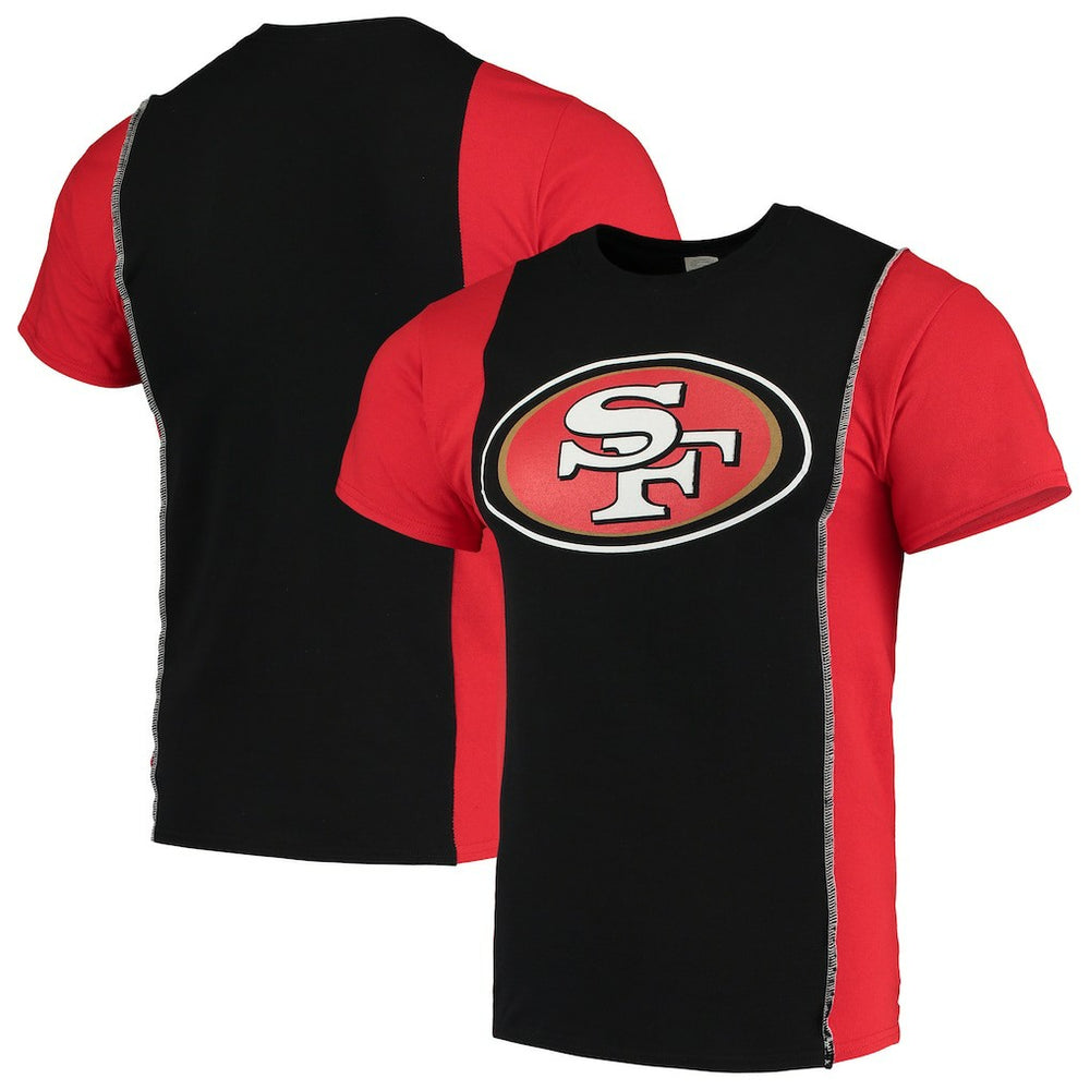 San Francisco 49ers Refried Apparel Sustainable Upcycled Split T-Shirt Black/Scarlet