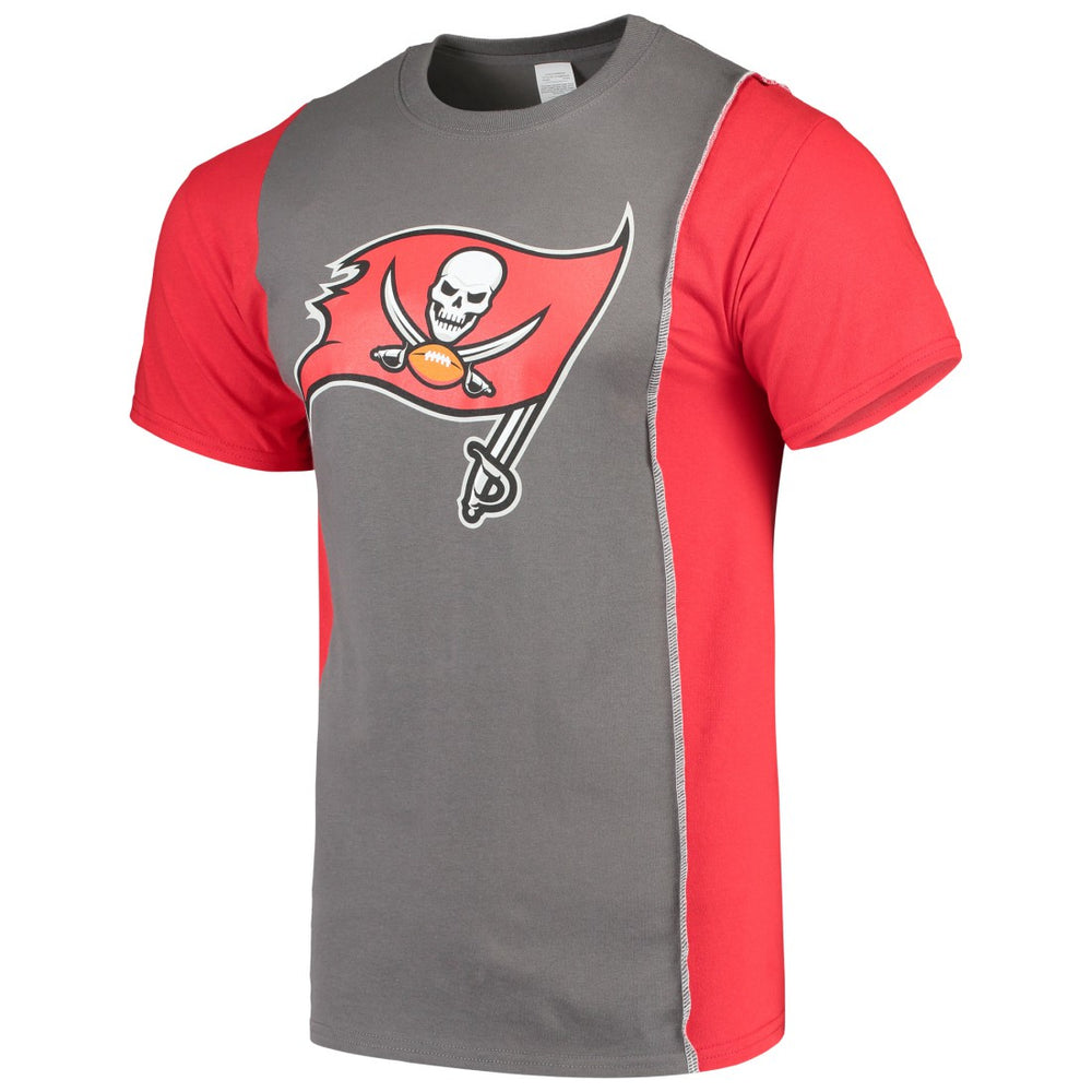 Tampa Bay Buccaneers Refried Apparel Sustainable Upcycled Split T-Shirt Pewter/Red