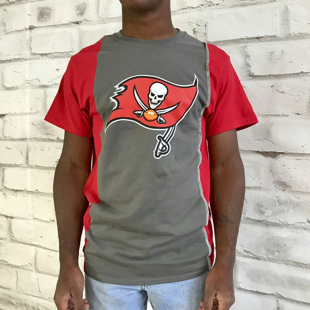 Tampa Bay Buccaneers Refried Apparel Sustainable Upcycled Split T-Shirt Pewter/Red