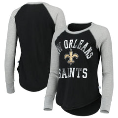 New Orleans Saints Touch Women's Waffle Raglan Lightweight Long Sleeve T-Shirt Black
