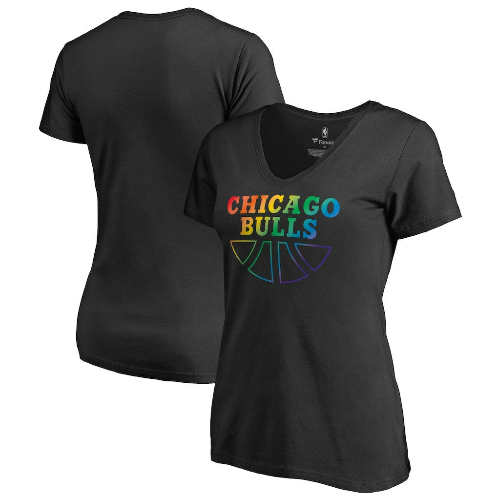 Chicago Bulls Women's Team Pride Wordmark V-Neck T-Shirt Black
