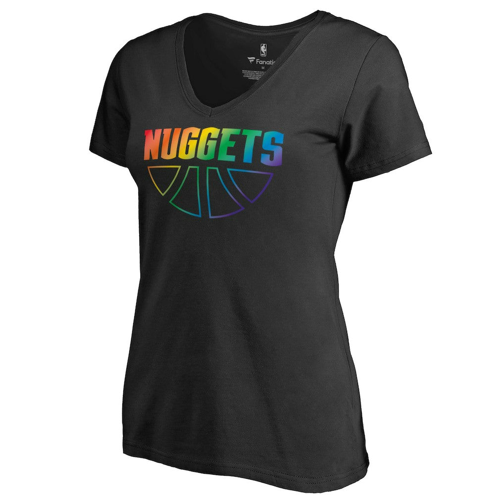Denver Nuggets Women's Team Pride Wordmark V-Neck T-Shirt Black