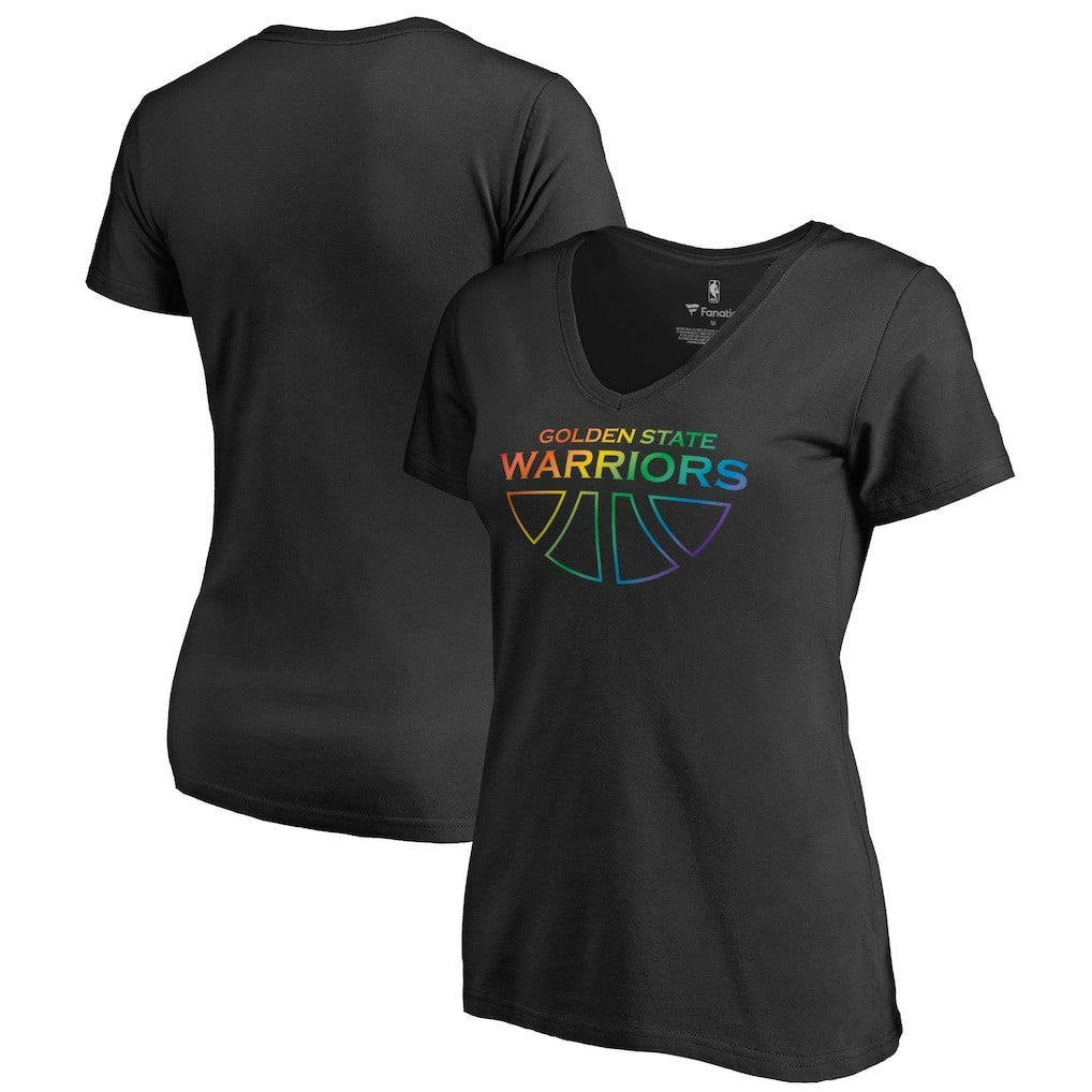 Golden State Warriors Women's Team Pride Wordmark V-Neck T-Shirt Black