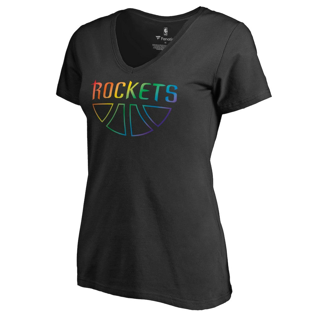 Houston Rockets Women's Team Pride Wordmark V-Neck T-Shirt Black