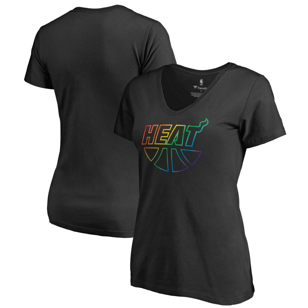 Miami Heat Women's Team Pride Wordmark V-Neck T-Shirt Black
