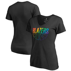 Portland Trail Blazers Women's Team Pride Wordmark V-Neck T-Shirt Black