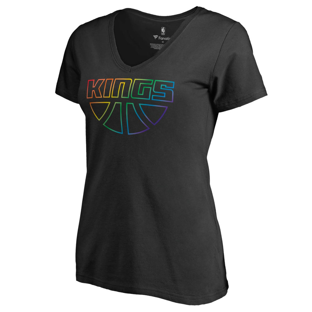 Sacramento Kings Women's Team Pride Wordmark V-Neck T-Shirt Black