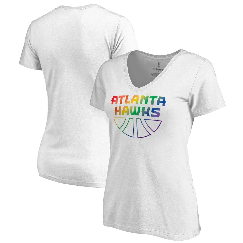 Atlanta Hawks Women's Team Pride Wordmark V-Neck T-Shirt White