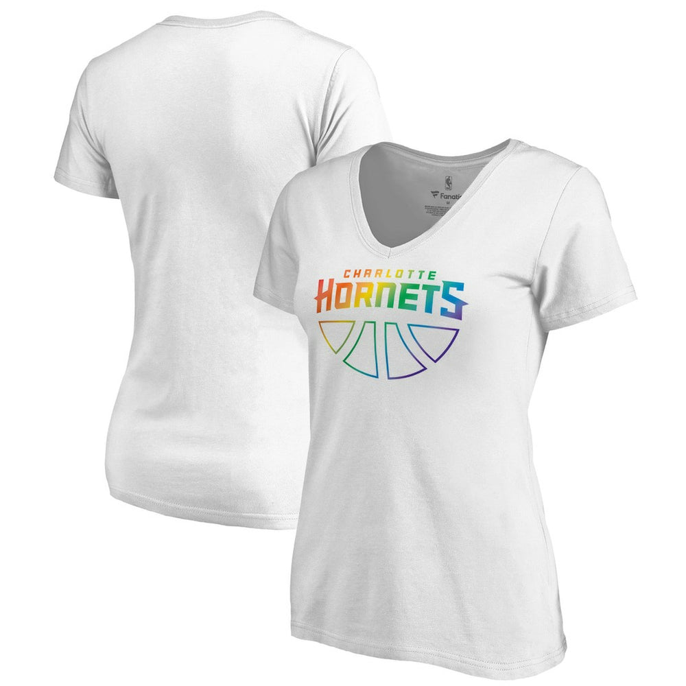 Charlotte Hornets Women's Team Pride Wordmark V-Neck T-Shirt White
