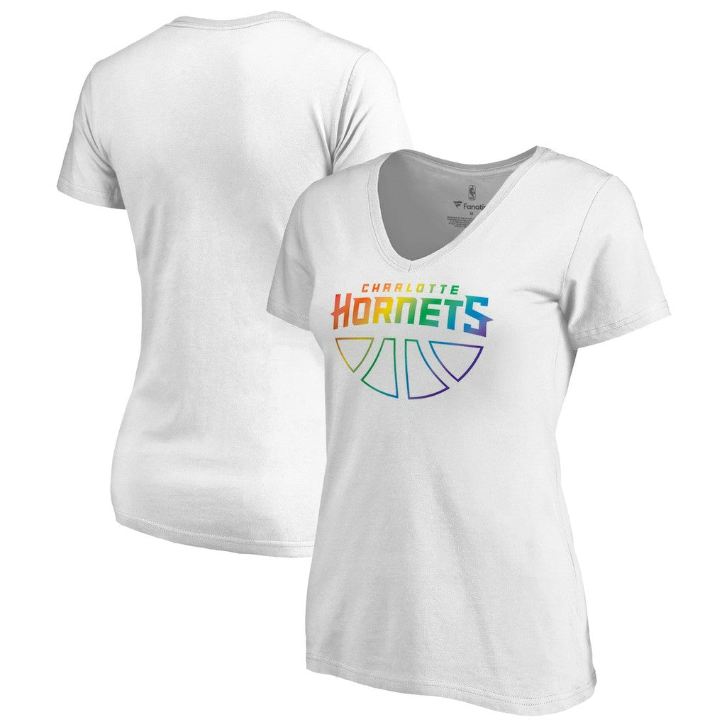 Charlotte Hornets Women's Team Pride Wordmark V-Neck T-Shirt White