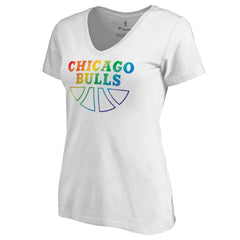 Chicago Bulls Women's Team Pride Wordmark V-Neck T-Shirt White