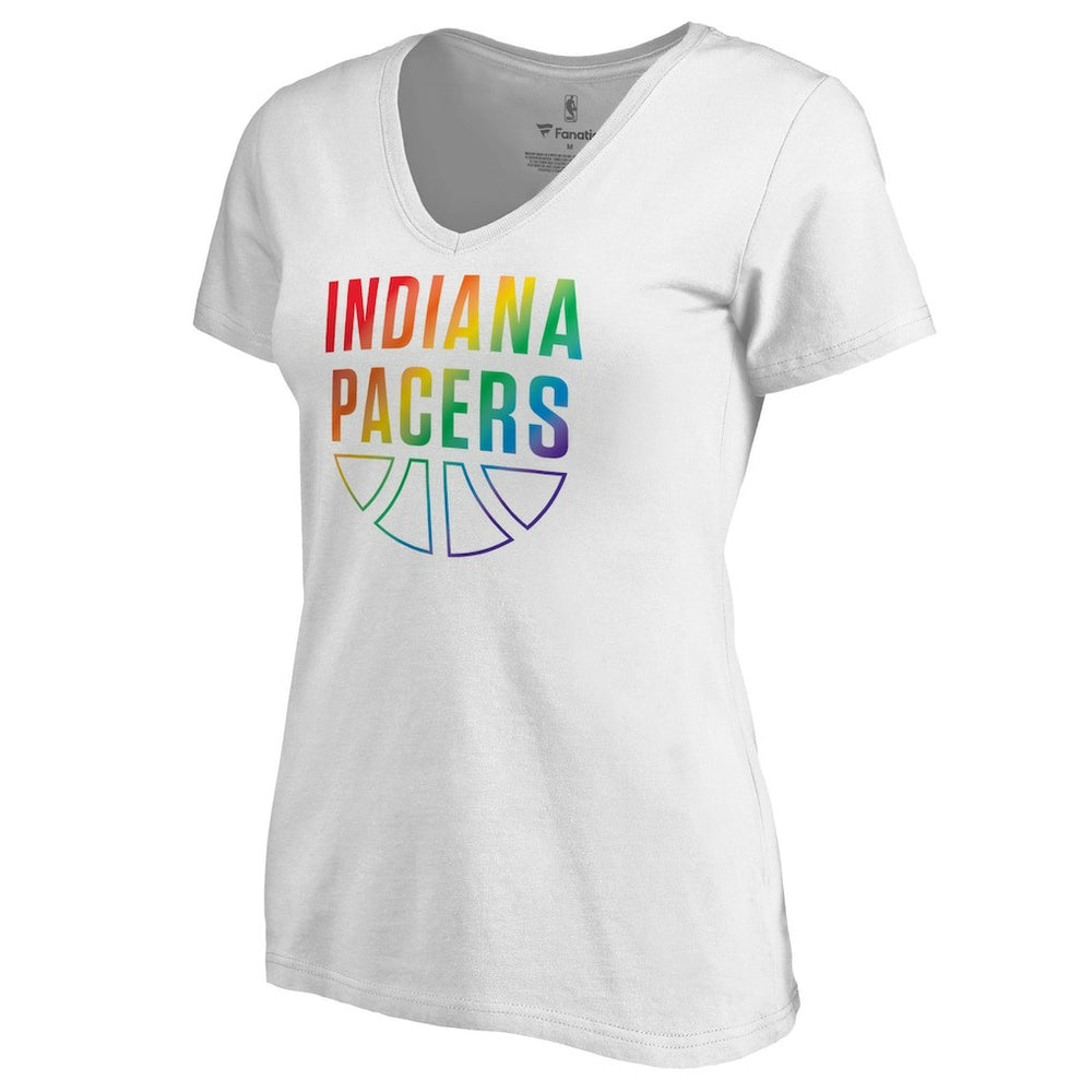 Indiana Pacers Women's Team Pride Wordmark V-Neck T-Shirt White