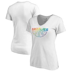 Memphis Grizzlies Women's Team Pride Wordmark V-Neck T-Shirt White