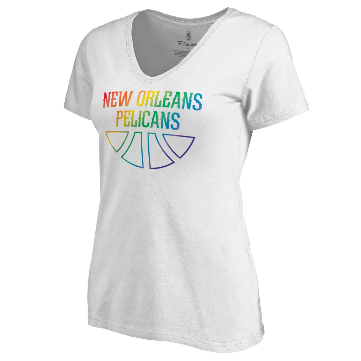New Orleans Pelicans Women's Team Pride Wordmark V-Neck T-Shirt White