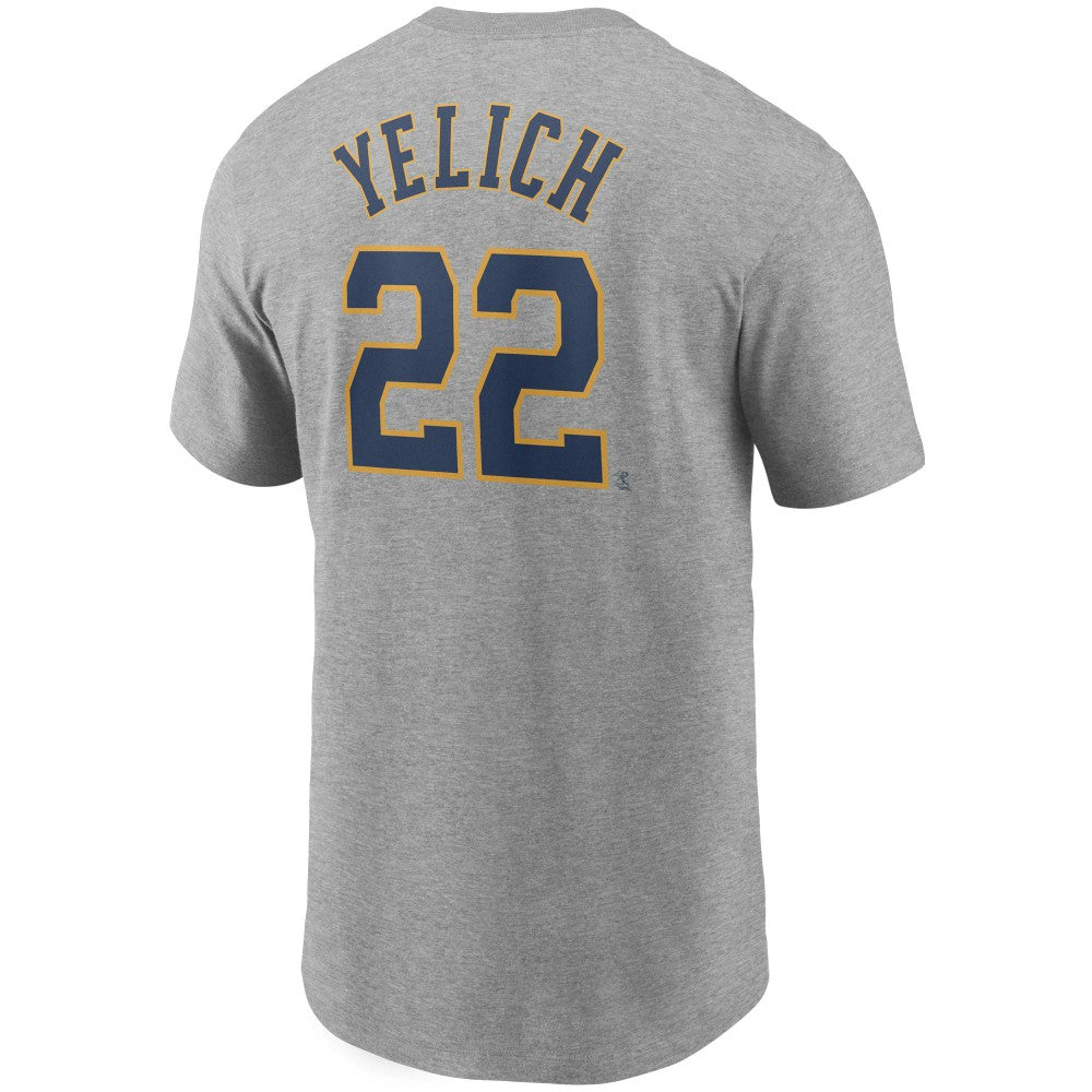 Christian Yelich Milwaukee Brewers Nike Name & Number T-Shirt - Gray - Nike Discount
