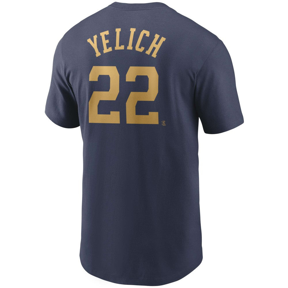 Christian Yelich Milwaukee Brewers Nike Name & Number T-Shirt - Navy - Nike Online