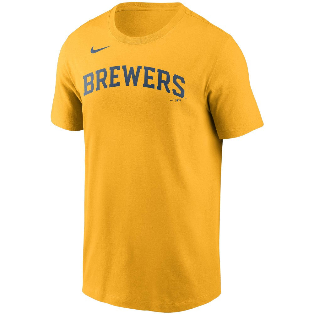Christian Yelich Milwaukee Brewers Nike Name & Number T-Shirt - Gold - Nike Online