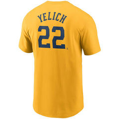 Christian Yelich Milwaukee Brewers Nike Name & Number T-Shirt - Gold - Nike Online