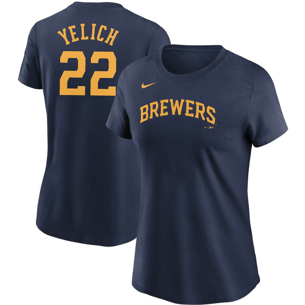 Christian Yelich Milwaukee Brewers Nike Women's Name & Number T-Shirt - Navy - Nike Online