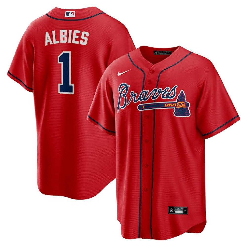 Ozzie Albies Atlanta Braves Nike Alternate 2 Replica Jersey - Red - Nike Lifestyle