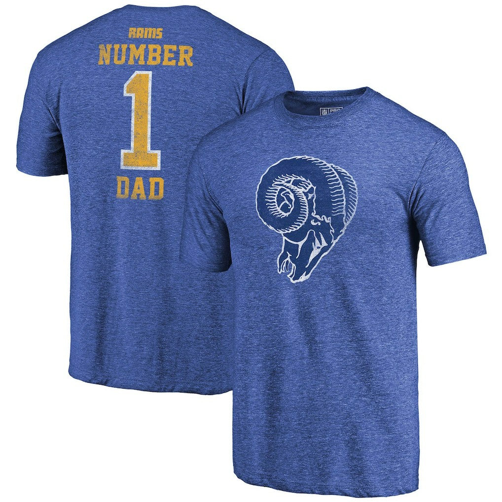 Fanatics Los Angeles Rams Greatest Dad Retro Tri-Blend T-Shirt Heathered Royal