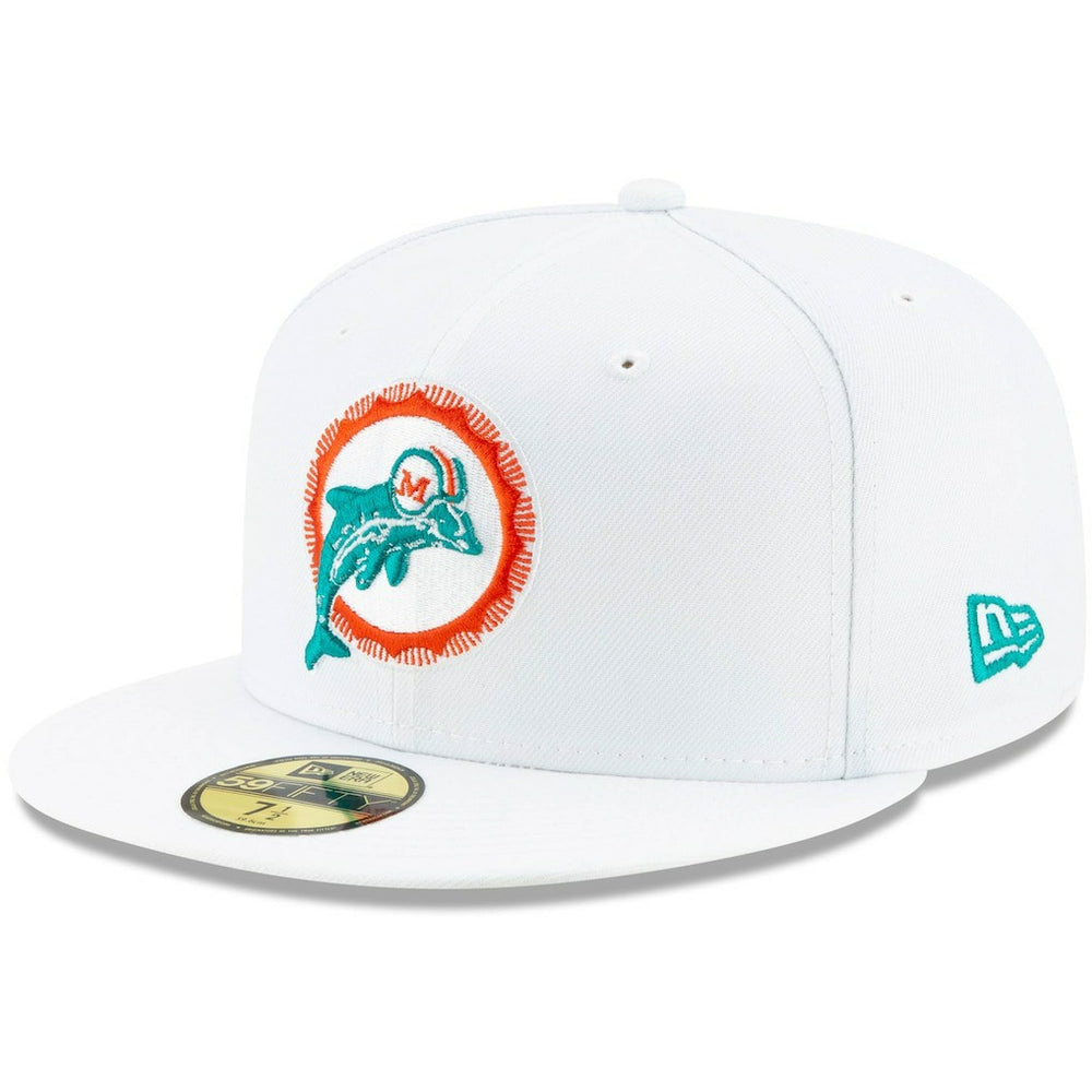 Miami Dolphins New Era Historic Omaha 59FIFTY Fitted Hat White