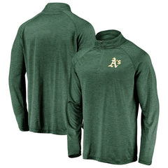 Athletics Fanatics Iconic Striated Primary Logo Raglan Quarter-Zip Pullover Jacket - Green - Fanatics Discount