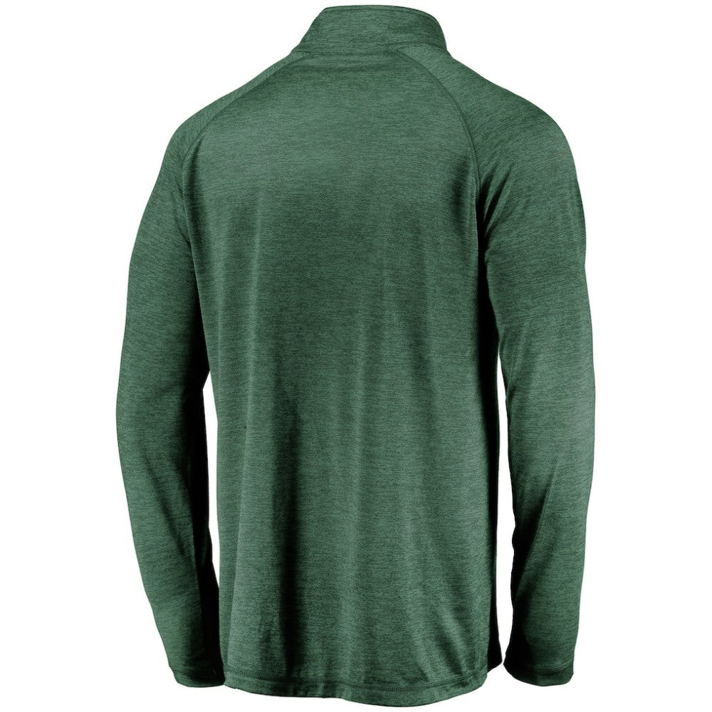 Athletics Fanatics Iconic Striated Primary Logo Raglan Quarter-Zip Pullover Jacket - Green - Fanatics Discount