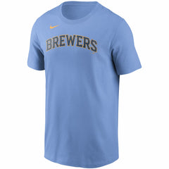 Christian Yelich Milwaukee Brewers Nike Name & Number T-Shirt - Light Blue - Nike on Sale