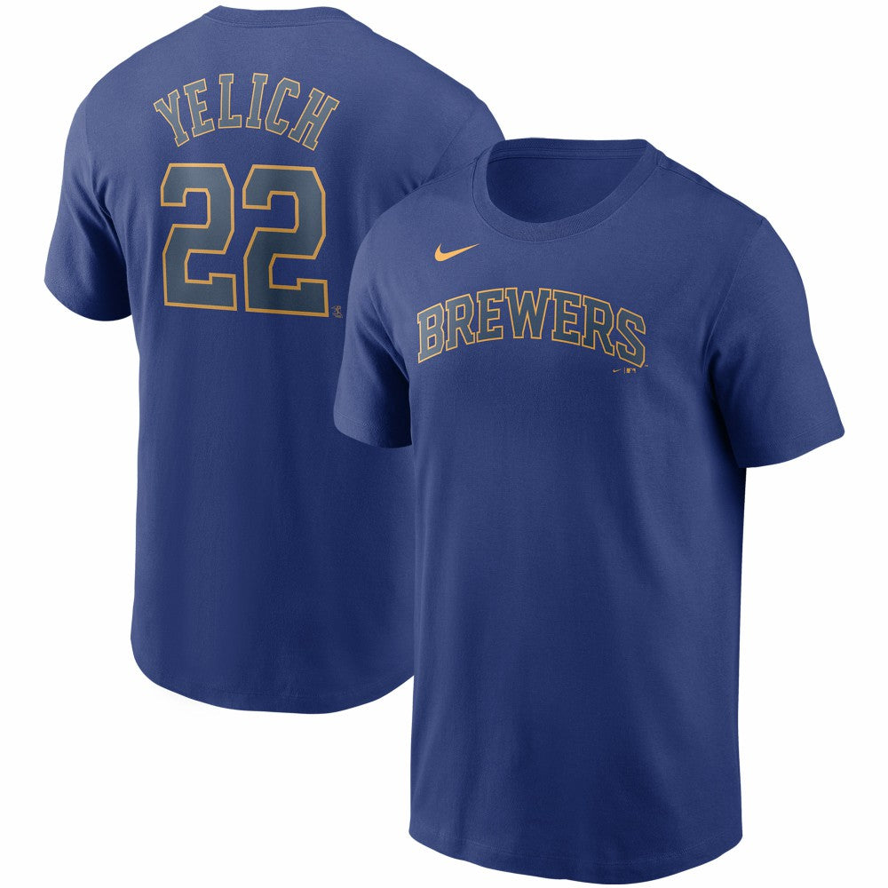 Christian Yelich Milwaukee Brewers Nike Name & Number T-Shirt - Royal - Nike Discount