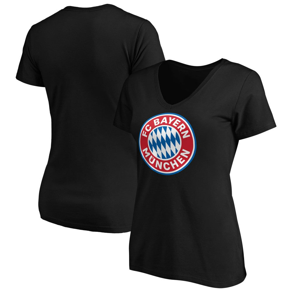 Bayern Munich Women's Logo V-Neck T-Shirt Black