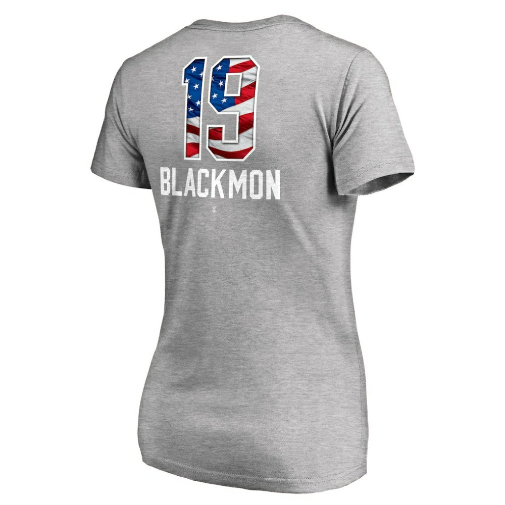 Charlie Blackmon Colorado Rockies Women's Banner Wave Name & Number V-Neck T-Shirt - Heathered Gray - MLB Lifestyle