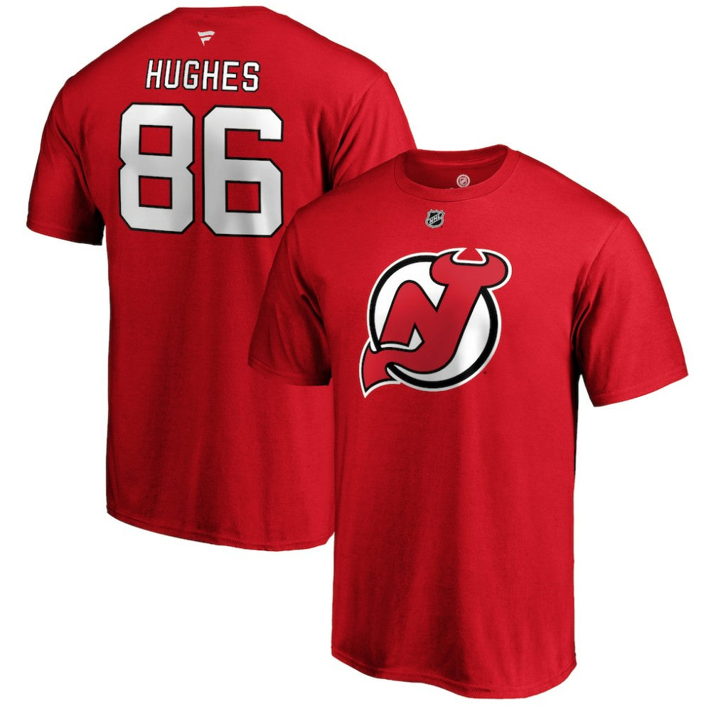 Jack Hughes New Jersey Devils Fanatics Authentic Stack Player Name & Number T-Shirt - Red - NHL 3607200