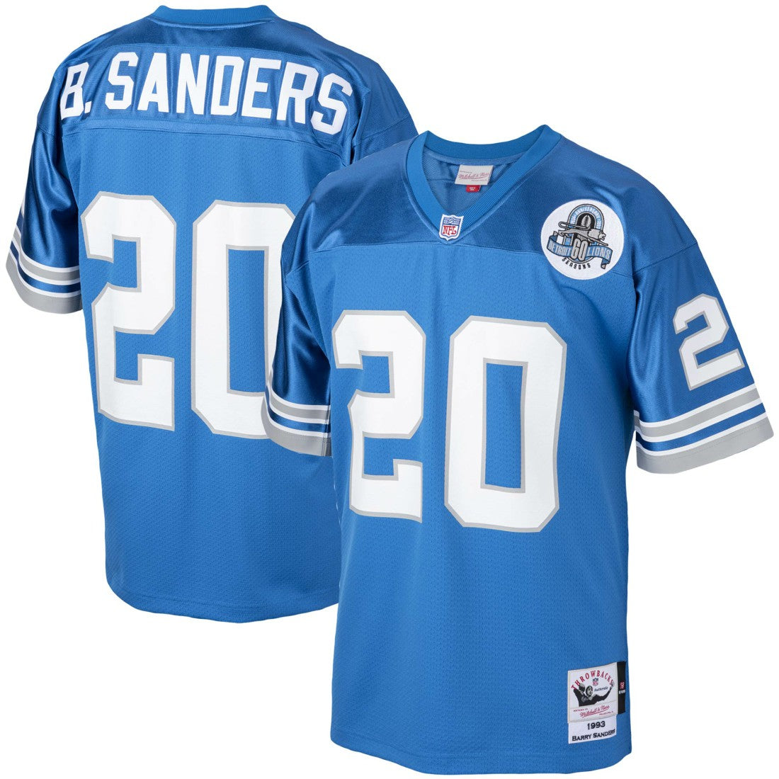 Mitchell & Ness Barry Sanders Detroit Lions 1993 Authentic Throwback Retired Player Jersey Blue