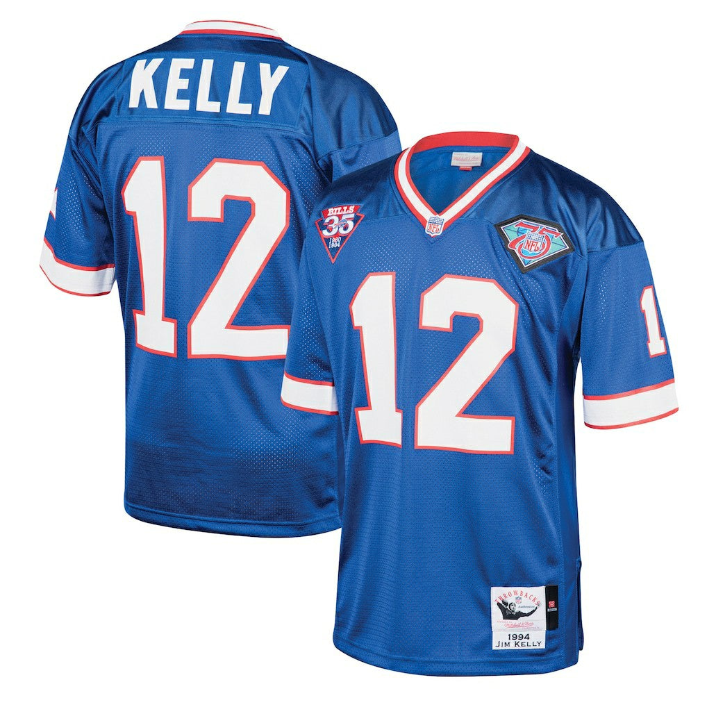 Mitchell & Ness Jim Kelly Buffalo Bills 1994 Authentic Throwback Retired Player Jersey Royal