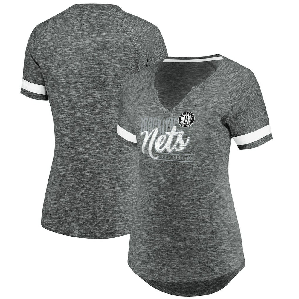Brooklyn Nets Women's Showtime Winning With Pride Notch Neck T-Shirt Gray/White | Fanatics online