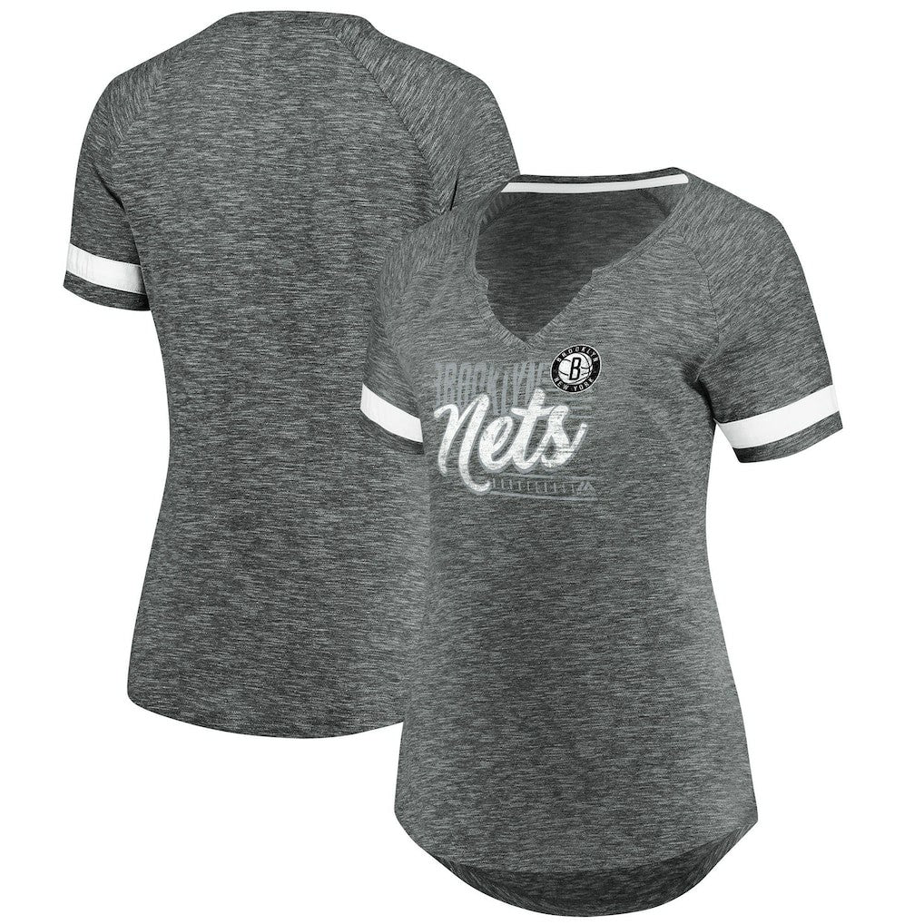Brooklyn Nets Women's Showtime Winning With Pride Notch Neck T-Shirt Gray/White | Fanatics online