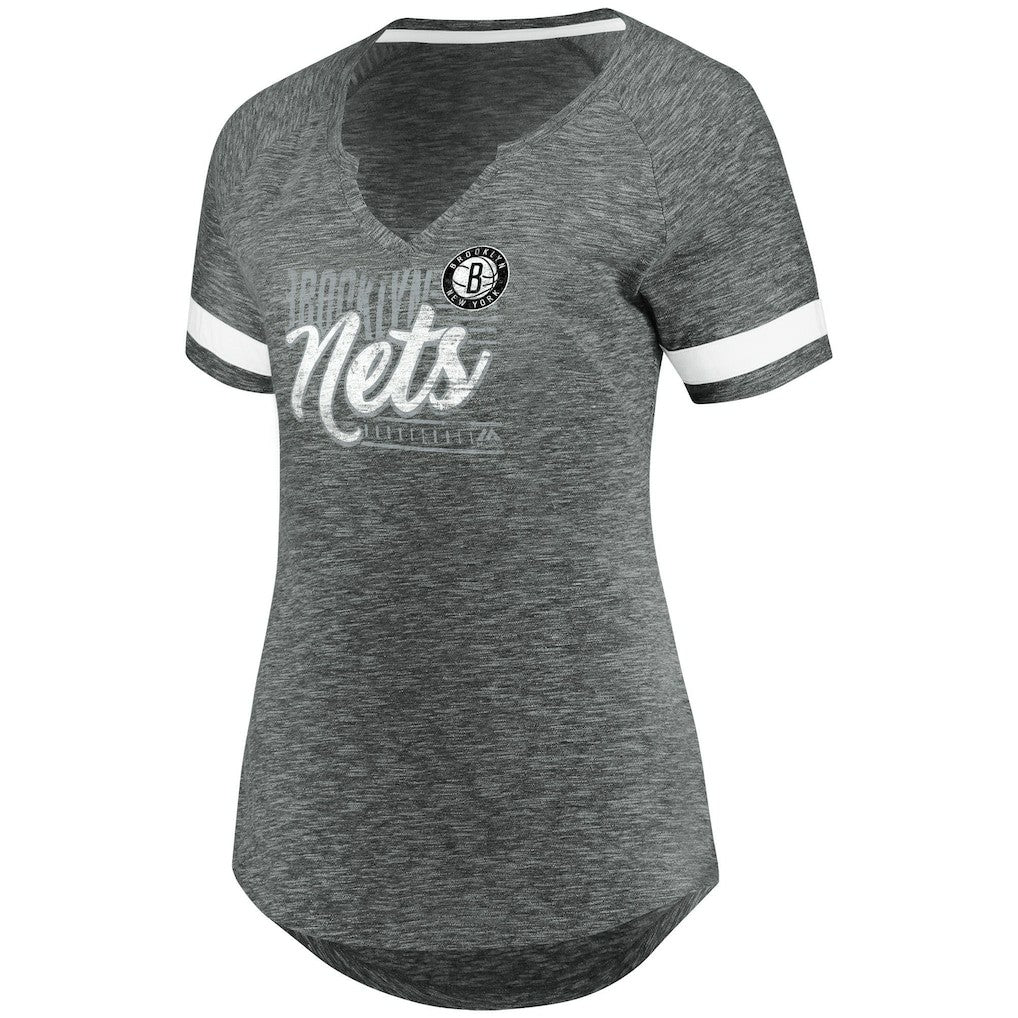 Brooklyn Nets Women's Showtime Winning With Pride Notch Neck T-Shirt Gray/White | Fanatics online