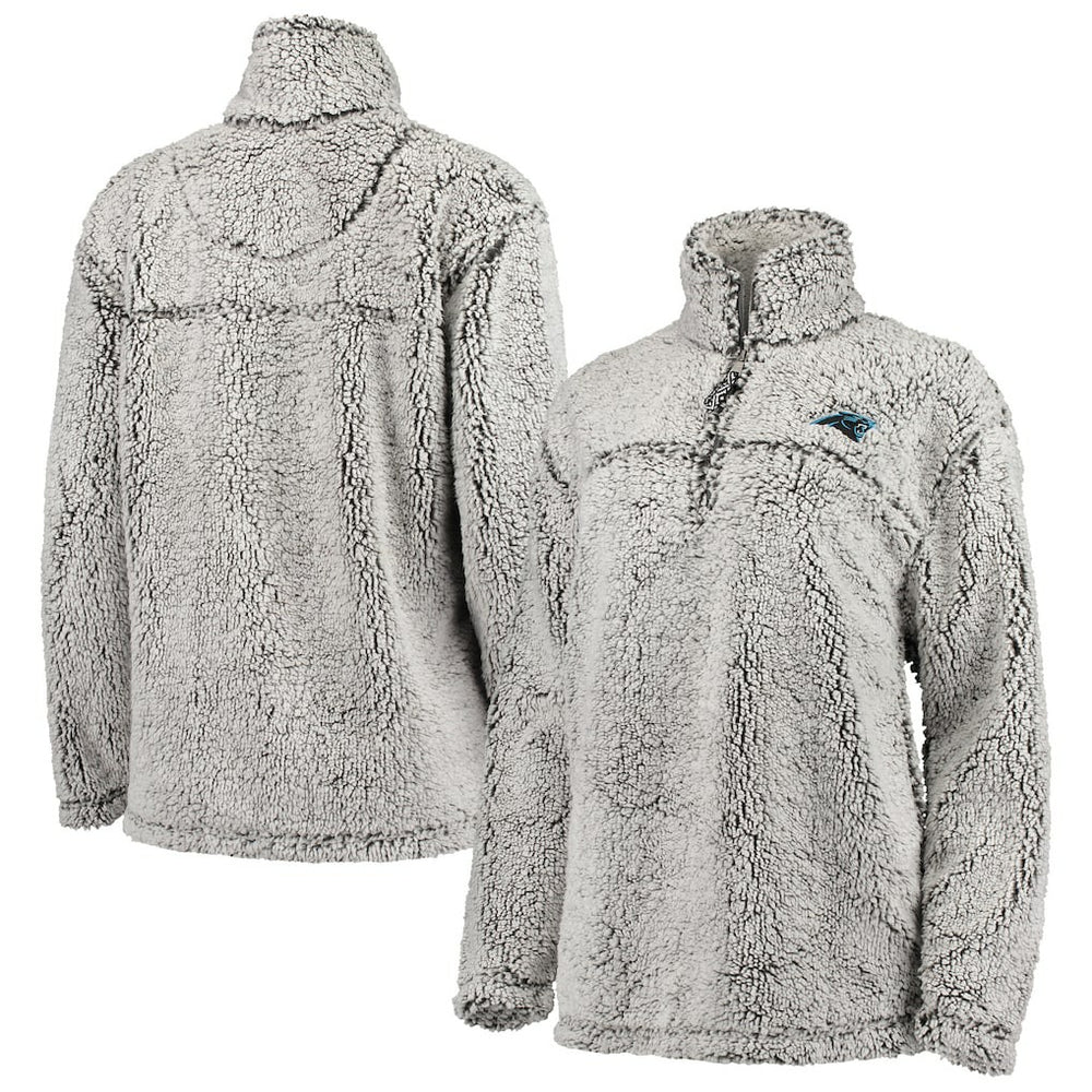 Carolina Panthers G-III 4Her by Carl Banks Women's Sherpa Quarter-Zip Pullover Jacket Gray
