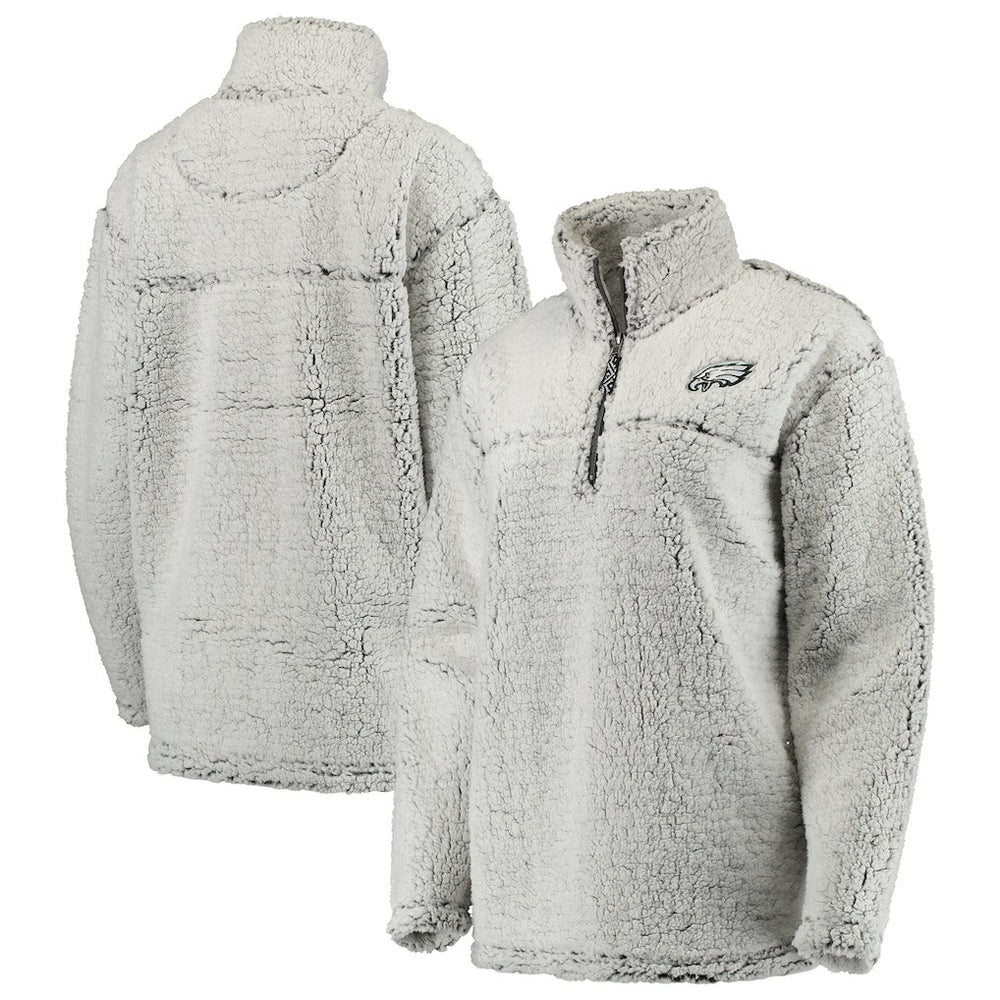 Philadelphia Eagles Women's Sherpa Quarter-Zip Pullover Jacket Gray