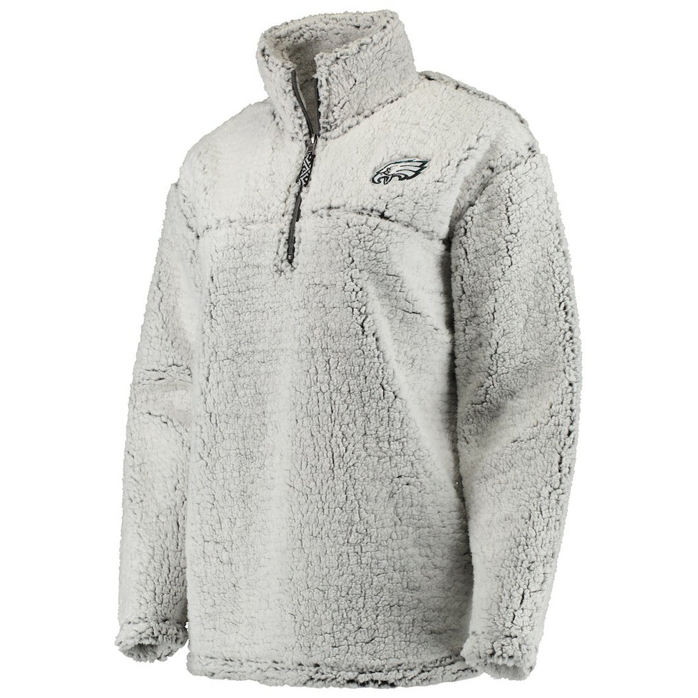 Philadelphia Eagles Women's Sherpa Quarter-Zip Pullover Jacket Gray