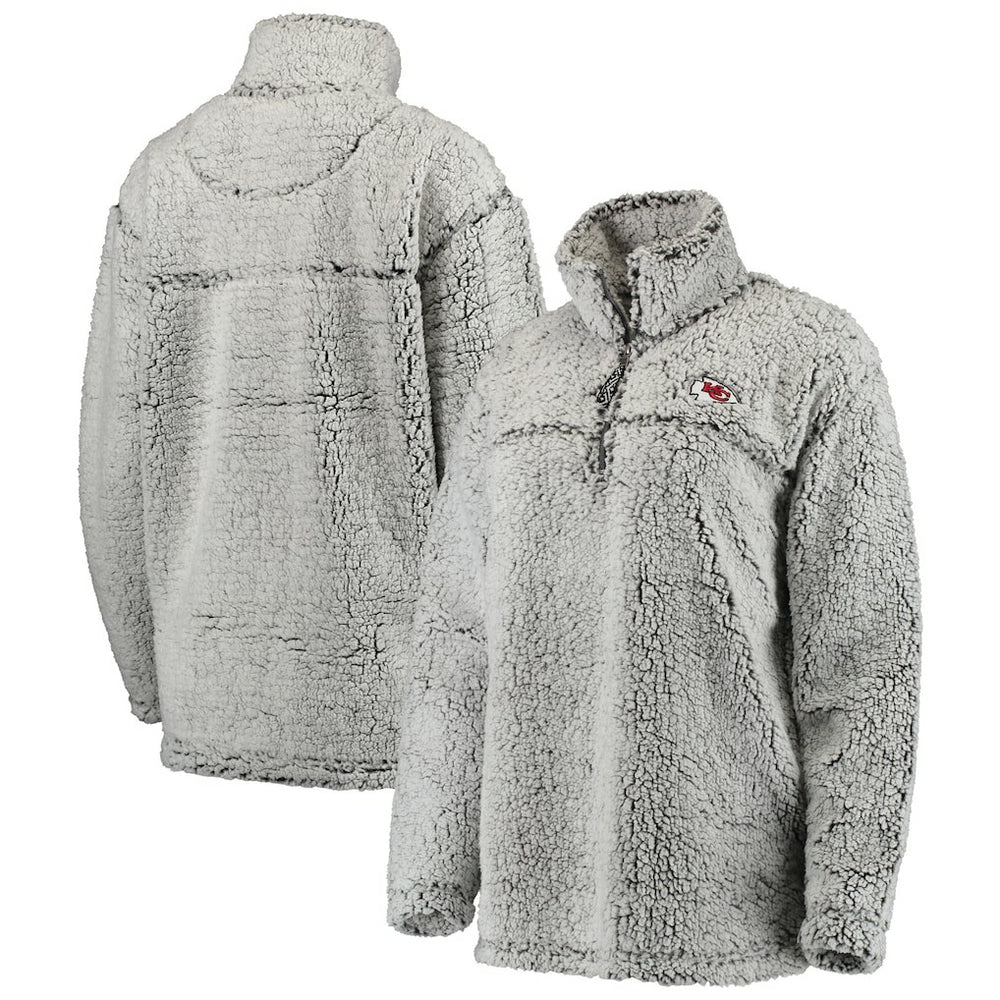 Kansas City Chiefs Women's Sherpa Quarter-Zip Pullover Jacket Gray