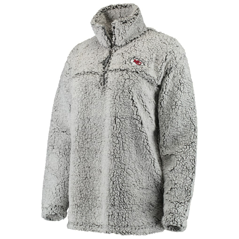 Kansas City Chiefs Women's Sherpa Quarter-Zip Pullover Jacket Gray