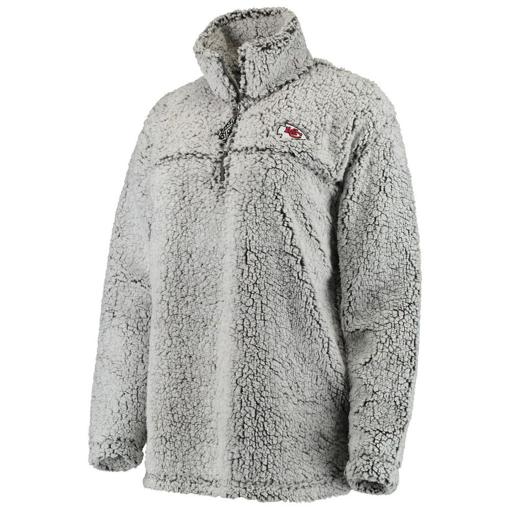 Kansas City Chiefs Women's Sherpa Quarter-Zip Pullover Jacket Gray