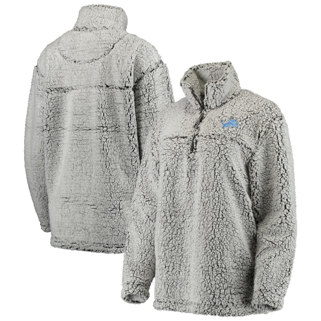 Detroit Lions Women's Sherpa Quarter-Zip Pullover Jacket Gray