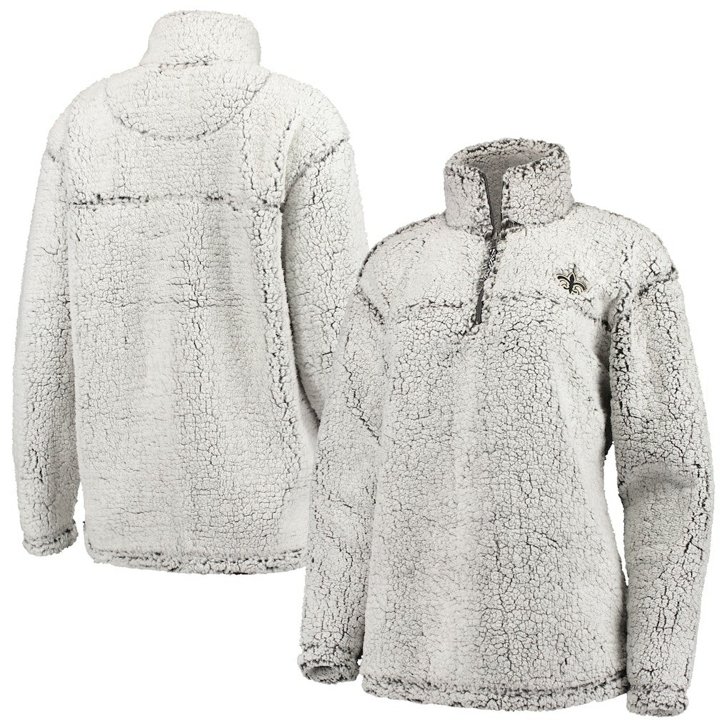 New Orleans Saints G-III 4Her by Carl Banks Women's Sherpa Quarter-Zip Pullover Jacket Gray