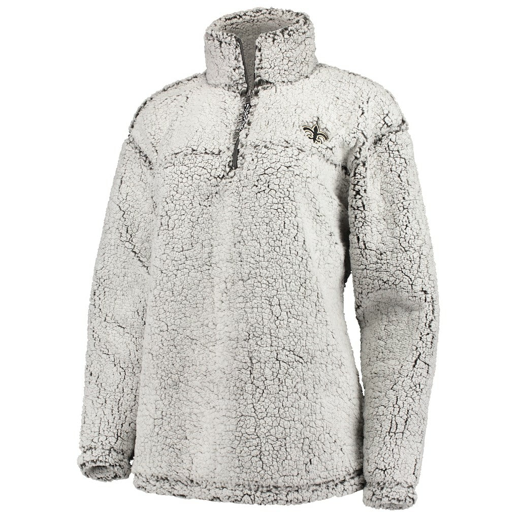 New Orleans Saints G-III 4Her by Carl Banks Women's Sherpa Quarter-Zip Pullover Jacket Gray